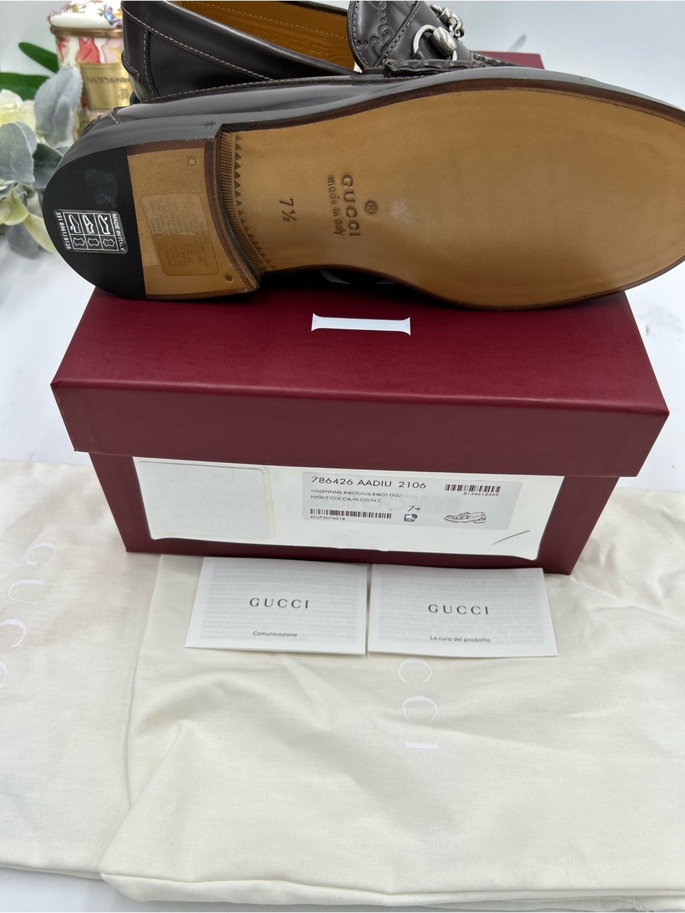 Men's Gucci KAVEH GG embossed leather loafers size 7.5 fits 8.5 US made in Italy - Picture 11 of 12